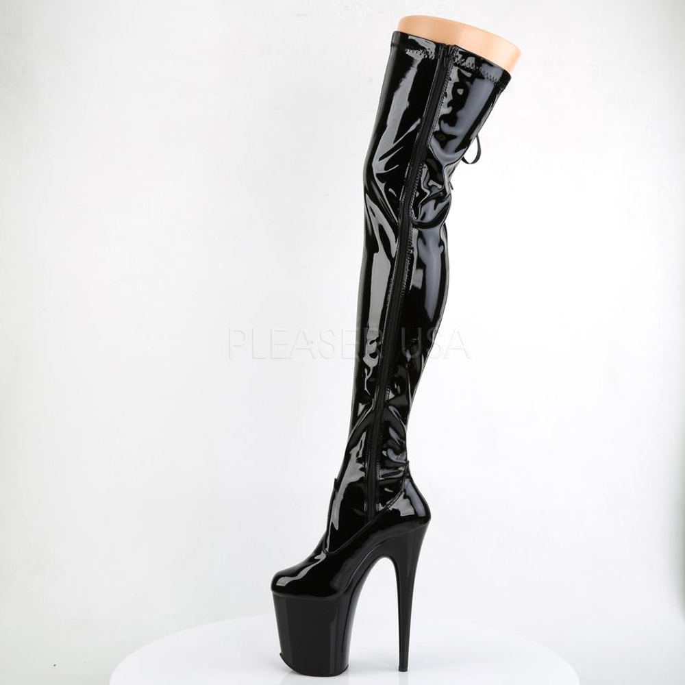 Pleaser Pleaser Overknee Laarzen FLAMINGO 3050 Zwart Pleaser Flamingo 3050 hoge overknee laars met stiletto hak